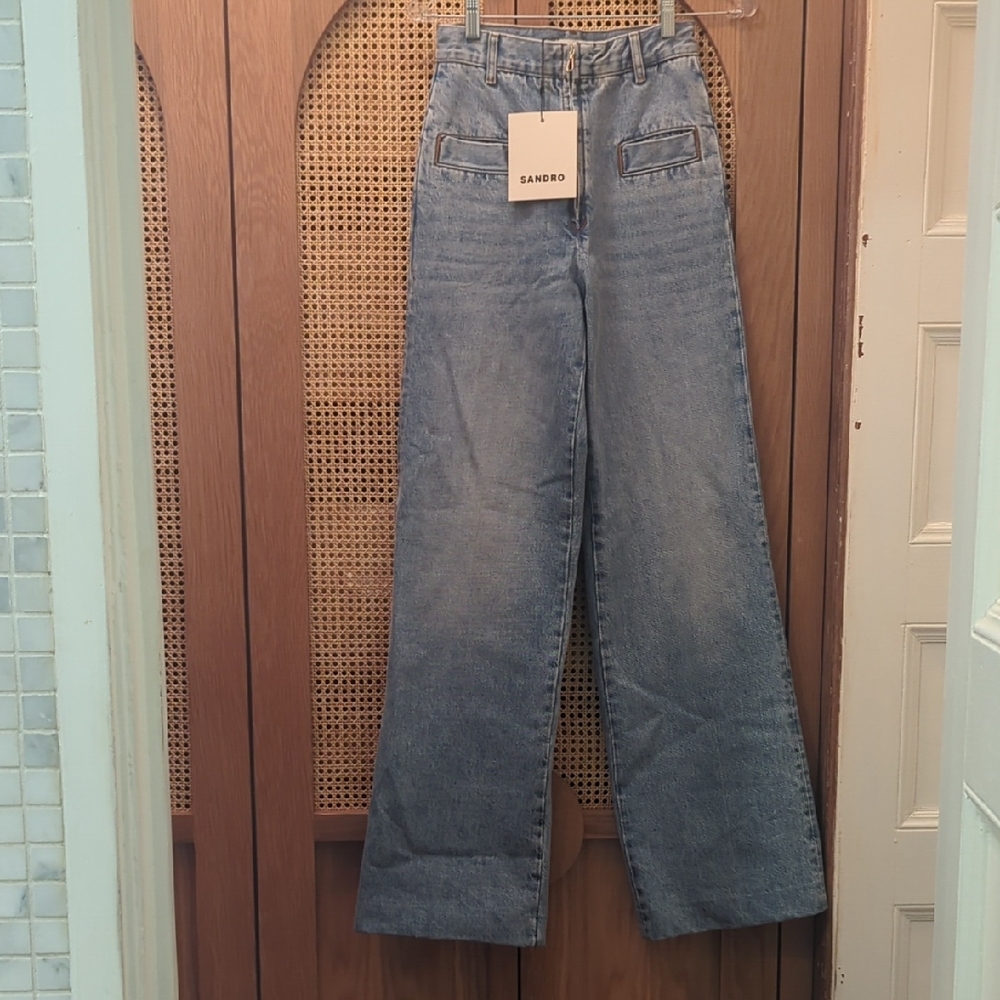 NWT Sandro Wide Leg Jean (Oslo Jean) Sz 34 - XS | Light Wash Denim